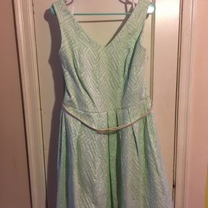 calvin klein mint green & white dress